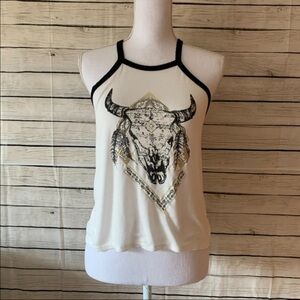 Charlotte Russe Southwestern Bull Racerback Tank